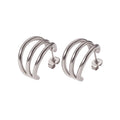 Fashion Classic Vintage Stainless Steel 18k Gold Hoop C Tripple Earrings for Women