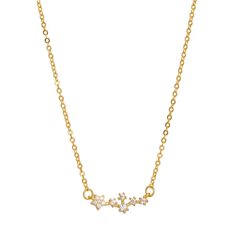 Fashion Jewelry 925 Sterling Silver Necklace Big Dipper Star Diamond Zircon Gold Plated Necklaces for Women
