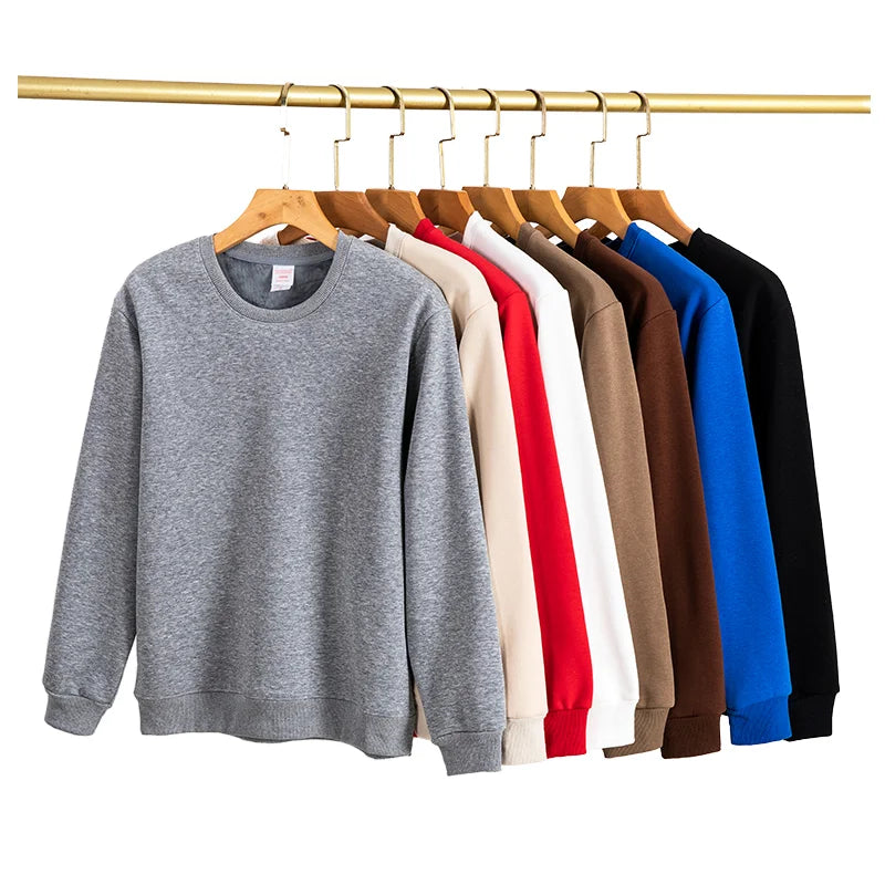 High Quality Cotton Warm Men's Hoodie Plain Fleece Logo Print Crewneck Sweatshirt Unisex Plus Size Clothing MegaBDM
