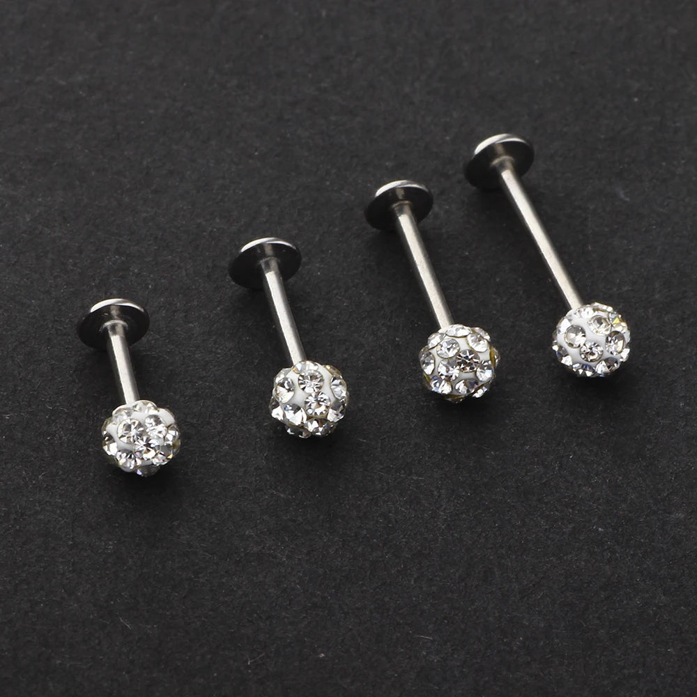 Mix Sizes 50pcs 16g Lip Rings Stainless Steel Horseshoe CZ Labret Ring Nail Tragus Helix Earrings Studs Body Piercing Jewelry