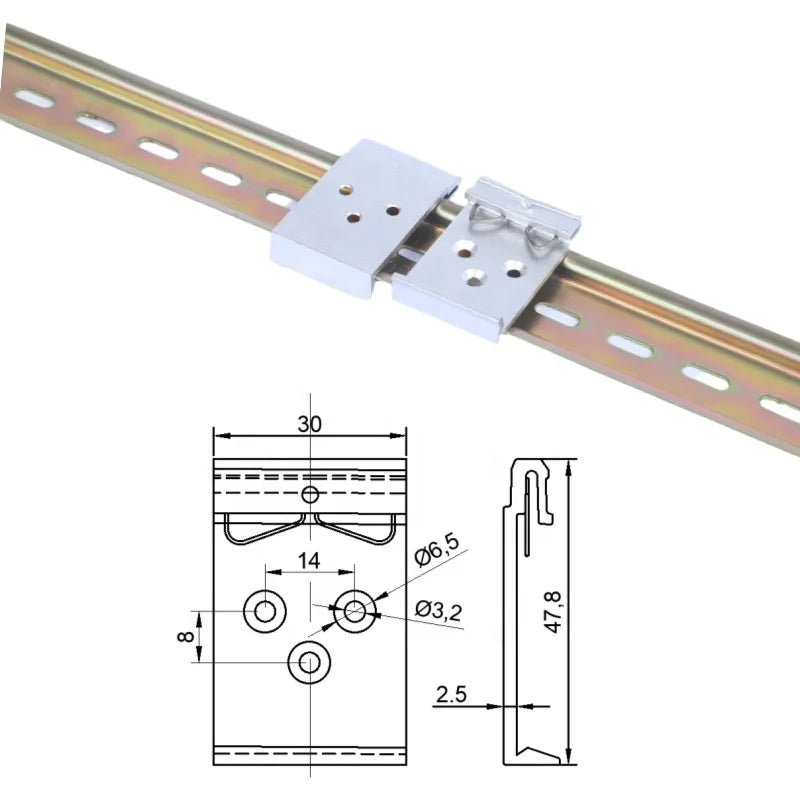 Aluminum Din Rail Mounting Clip Snap Fastener Snap Hook Type Rail Fixing Clip for Easy Installation
