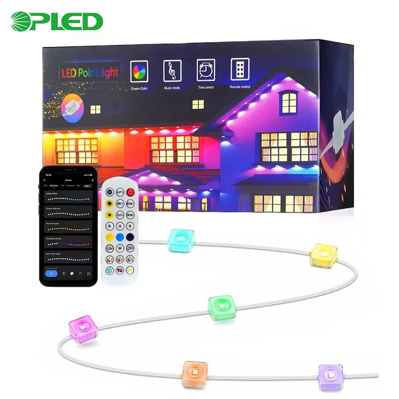 Gemstone Rgbic Smart Rainbow Led Eave Holiday Waterproof Christmas Decorations Permanent Outdoor Point Lights