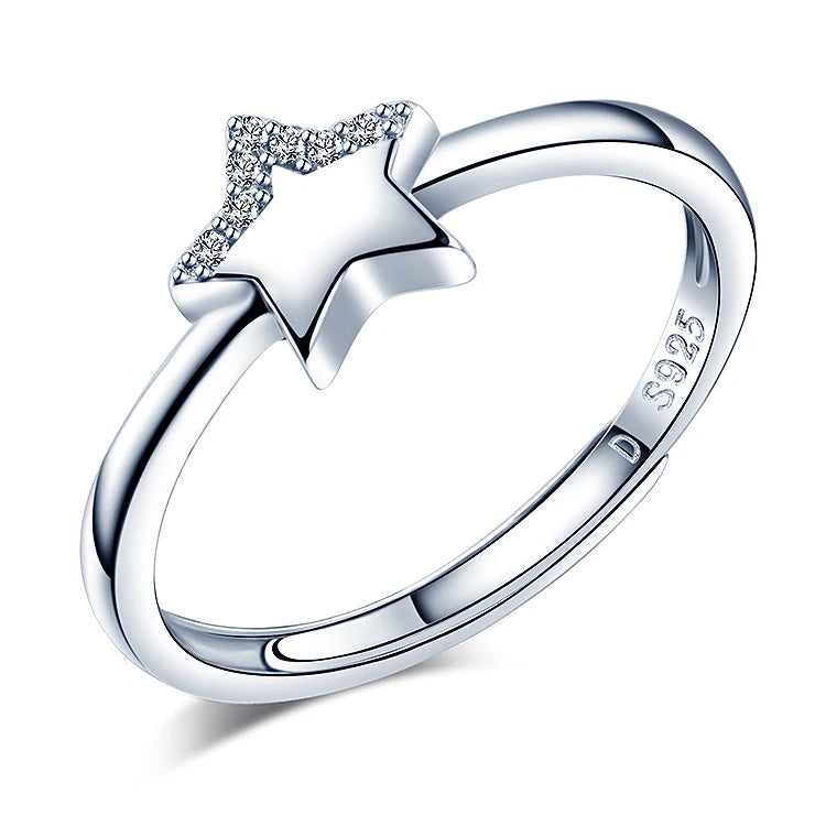 Adjustable Woman's Ring Cubic Zirconia Star Rings for Christmas