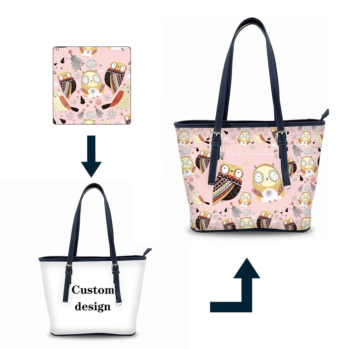 New Style Fashion Ladies Handbags Large Capacity Handbag Metal Zipper Leather Tote Bags With Custom Printed Logo
