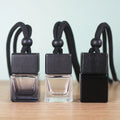 8ML Hot Sale Square Fragrance Glass Bottle Air Freshener Outlet Perfume Hanging Pendant Black Wooden Cap Car Diffuser Bottle