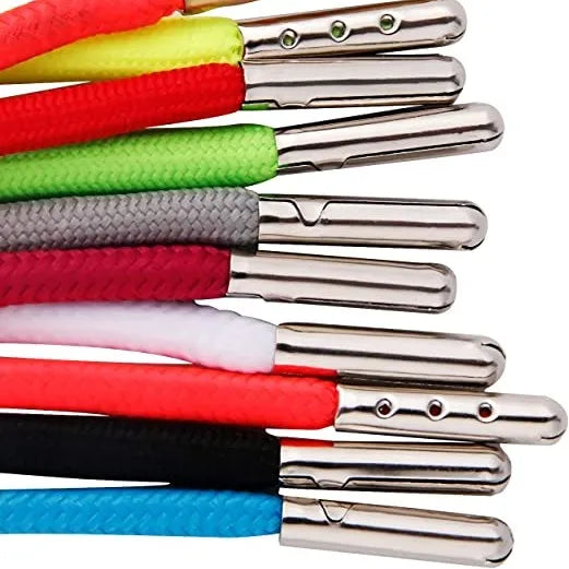 Wholesale High Quality 20*3.8mm Metal Aglet Hoodie Pull Rope and Beach Trousers Waist Rope with Metal Tip Premium Shoelaces