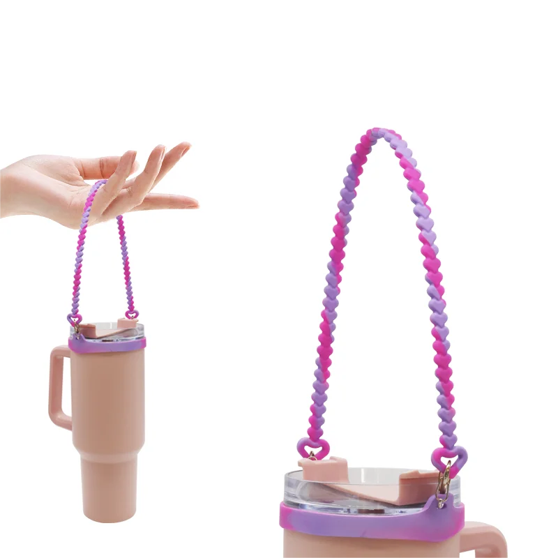 Factory Supply Soft Silicone Water Bottle Handle Carrier with Strap for 8-40OZ Bottle Water Bottle Sling Strap Cup Accessories