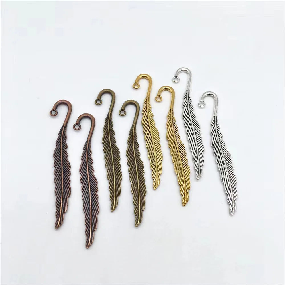 DIY Bead Charm Book Marks Clip Pendant Book Lovers Cool Cute Vintage Marker Metal Feather Bookmarks