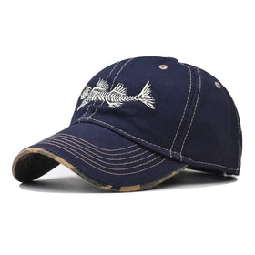 Personality Big Embroidered Cotton Fishbone Embroidered Outdoor Fishing Summer Youth Baseball Cap