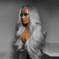 Gery 100% Virgin Brazilian Vietnamese Human Hair Wigs Glueless HD Front Long Straight Cuticle Aligned Small Blonde Highlights
