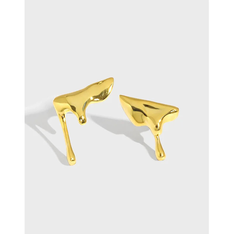 Fashion 925 Sterling Silver Stud Earrings Irregular Glossy Designer Earrings Minimalist Irregular Earrings Women Girls