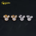 Hot Sale  Cute Stud Earring Fine Jewelry Gold Plated 925 Sterling Silver Gra VVS Diamond Moissanite  Screw Back Stud Earrings