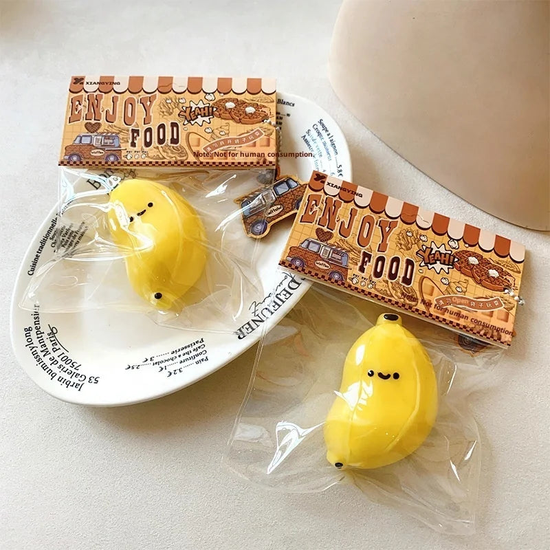 Hot Selling Small Fat Banana Squishi Toy Wholesale Decompression Toy TPR Material Mud Feeling Squishy Figure CE Certificated