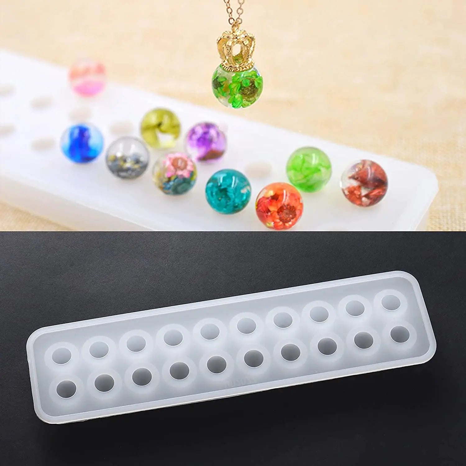 Silicone Beads Pendant Mold Mold Casting Resin Necklace Bracelet Jewelry Production Process DIY