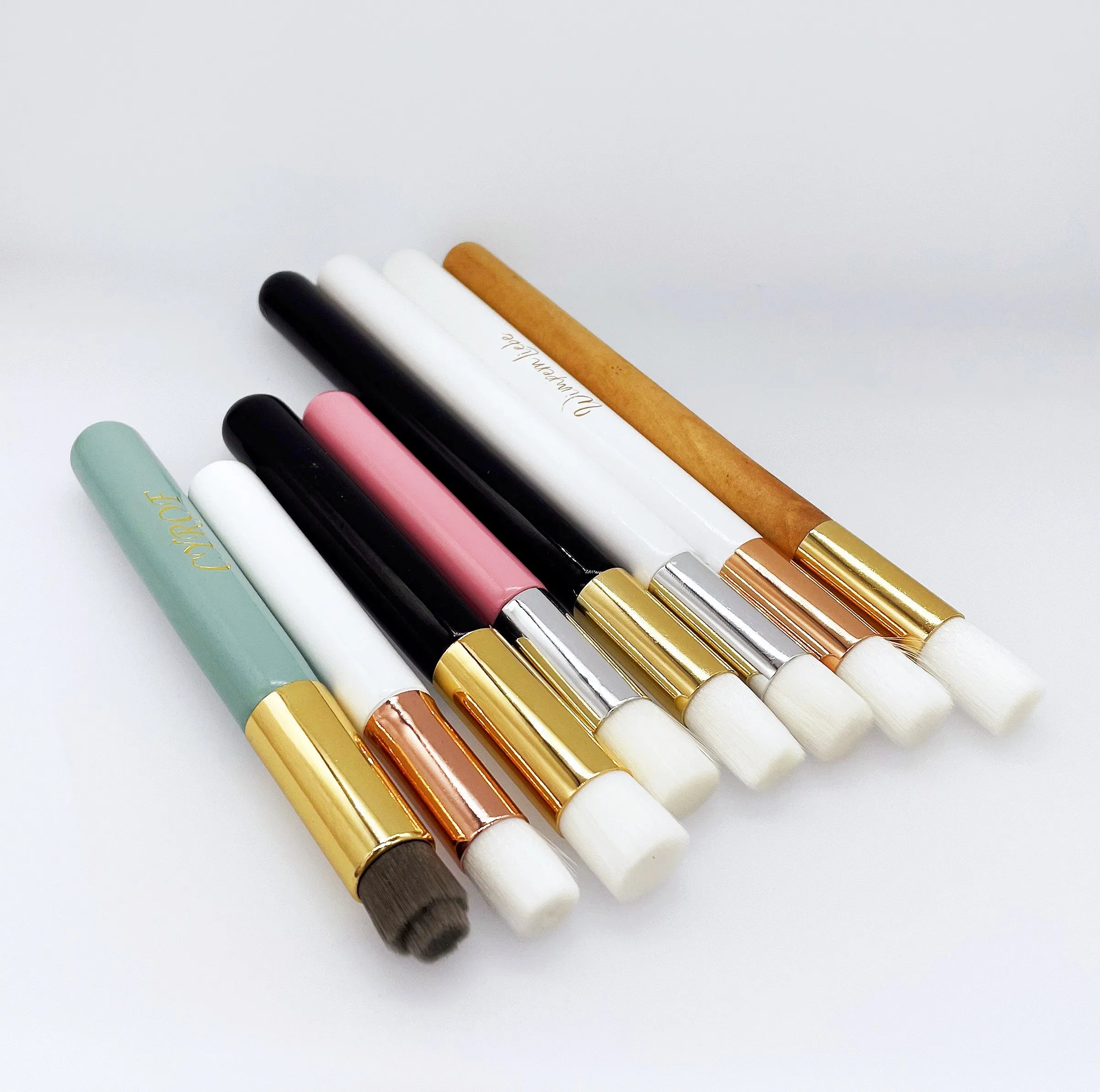 Wholesale Quality Oem Wood Handle Nose Rose Gold  Eyelash Extension Lash Cleaning Brush