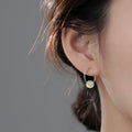 Brincos Para Mulheres Green White Sone Jade Hetian Jade Earrings National Style Silver Circle Hoop Earring Women