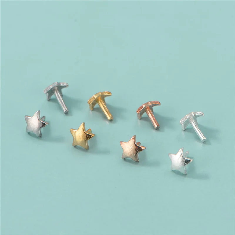 3.3mm Tiny 925 Silver Star Beads Cup and Peg Stopper Plug for Half Drilled Gemstone Pearl Bead Hole CoverBead Star Plugs