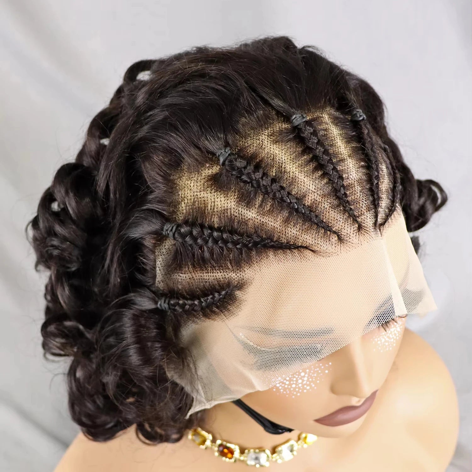 Braided Wigs With Full Lace Frontal for Black Woman 13*4 Transparent Lace Front Bouncy Curls Raw Vietnamese Human Hair Wig