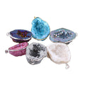 Natural Agate Charm for Jewelry Making Customized Necklace Irregular Crystal Agate Geode Pendant