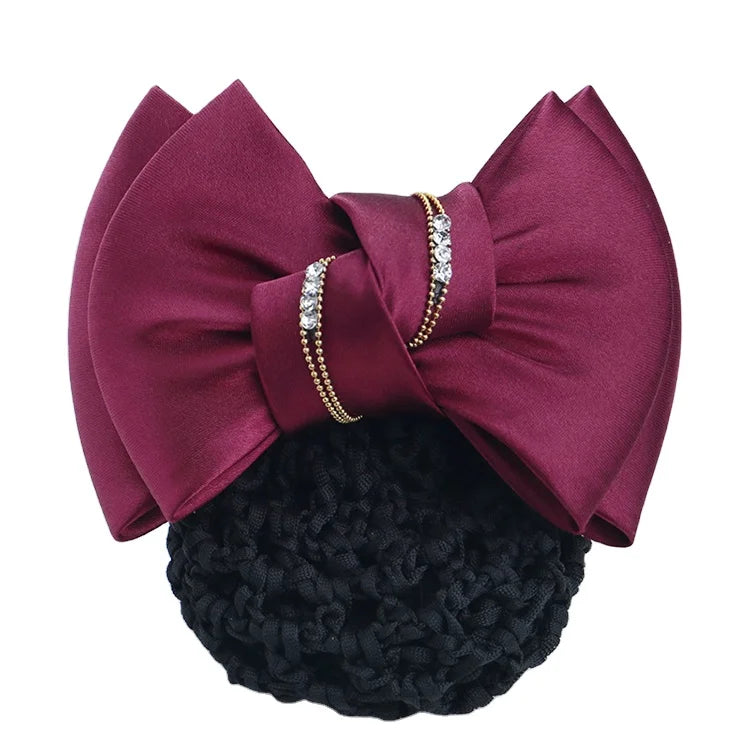 Wholesale Brand JO Model ZFJ08 Professional Waiter Hair Clip Fashion Fabric Big Bowknot Net Pocket 12cm*8cm Women Bank Hotel