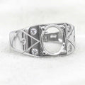Sterling Silver 8*10mm Semi Mount Men's Ring Frame Empty Blank Claw Setting S925 Base Holder Without Center Stone for DIY Inlay