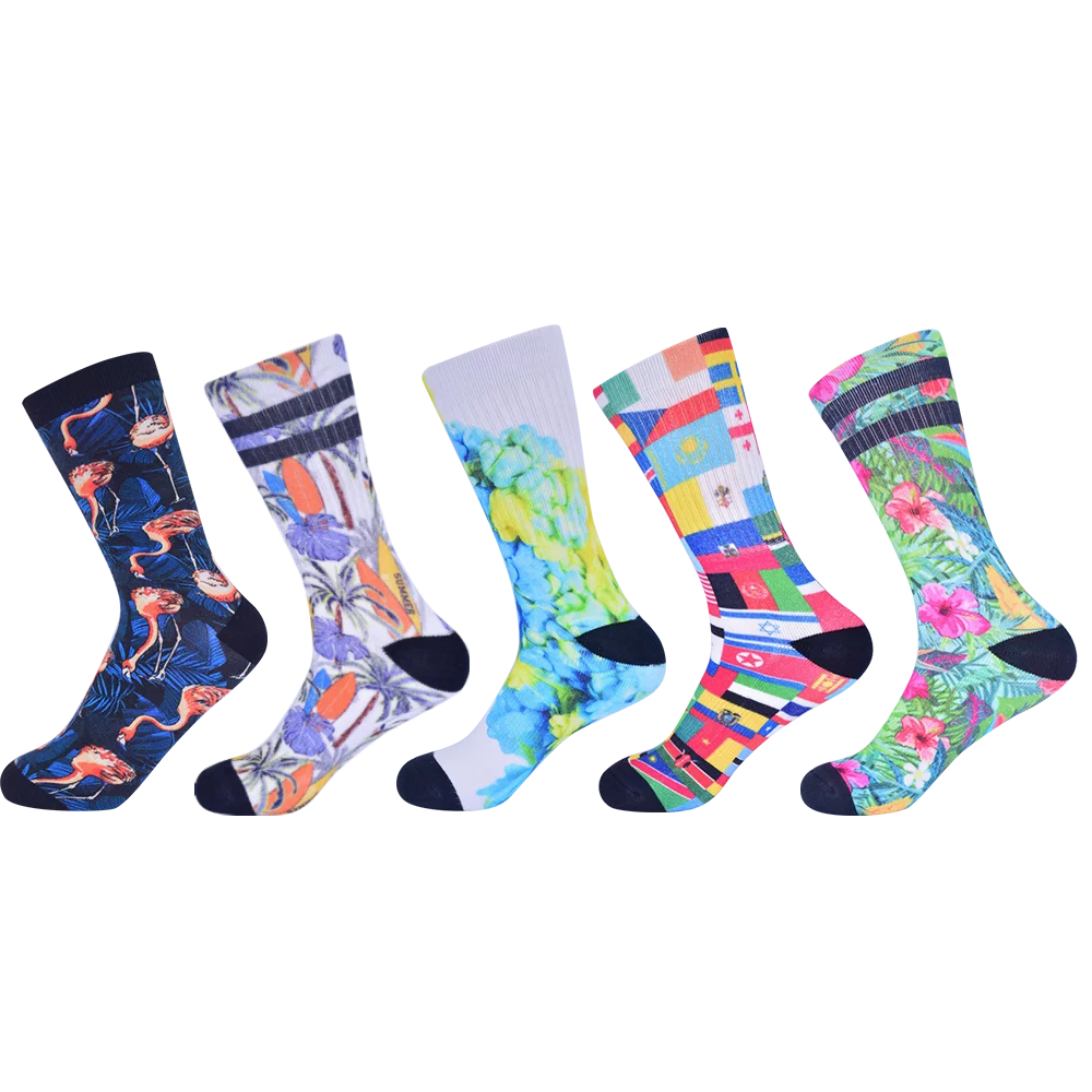 Custom Printed Men 360 Digital 3d Printing Sublimation Cotton Crew Socks With Print