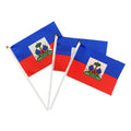 Manufacturer Wholesale 68D Polyester 14*21cm Haitian Flagcustom Mini Pole Hand Waving Haiti Flag