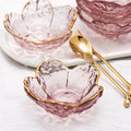 Small Glass Dish Nordic Style Gold Inlay Glass Sauce Bowl Mini Japanese Cherry Blossoms Seasoning Plate for Ice Cream Fruit Sala