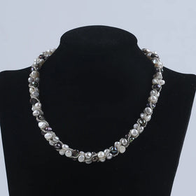 Fashion 7-8mm Baroque Real Freshwater Pearl Chocker Necklace for Women