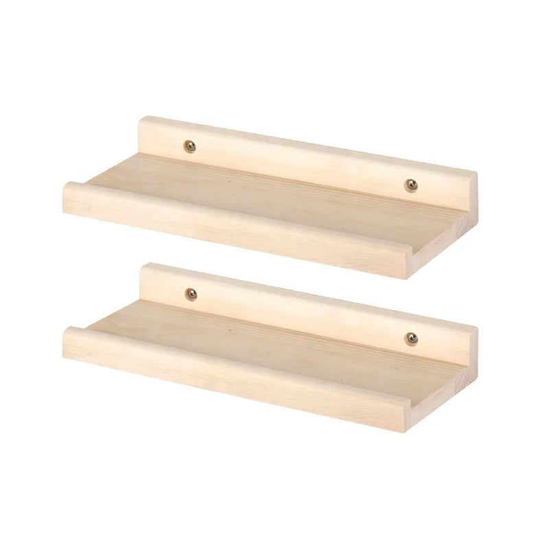 Natural Pine Rustic Wood Wall Shelf Floating Wall Mounted Wooden Organizer for Home Decor Living Room Bedroom Bathroom Spice