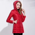 Women Winter Hood Long Slim Puffer Lightweight Jackets for Women