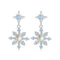 Bamoer 925 Sterling Silver Snowflake Stud Earrings Heart Shape Opal Earrings for Women Delicate Fine Jewelry Gift BSE929