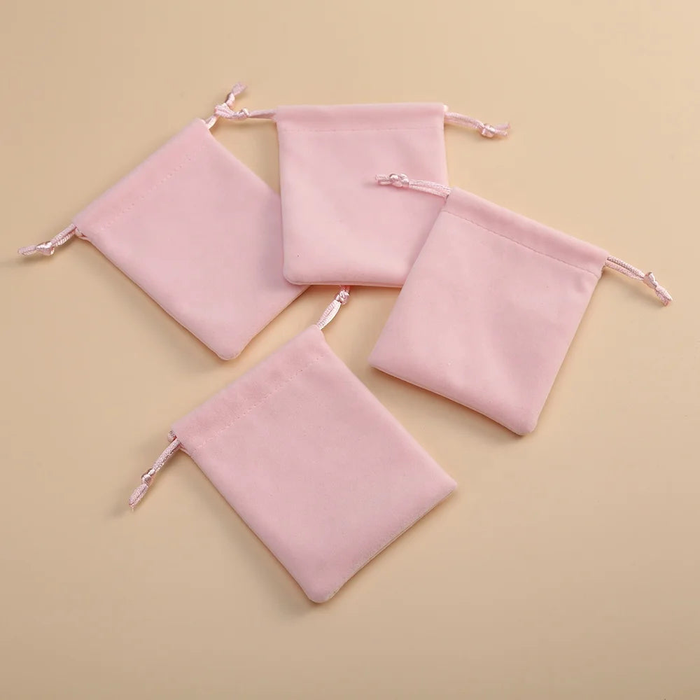 Luxury 10x15cm Velvet Wedding Gift Jewellery Bag Thick Suede Pink Plush Pouch for Storing Fine Jewelry