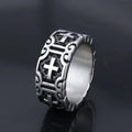 Retro Latin Cross Rings Stainless Steel Christian Symbol Crux Ordinaria Jesus Christ Crucified Band Rings for Men Women