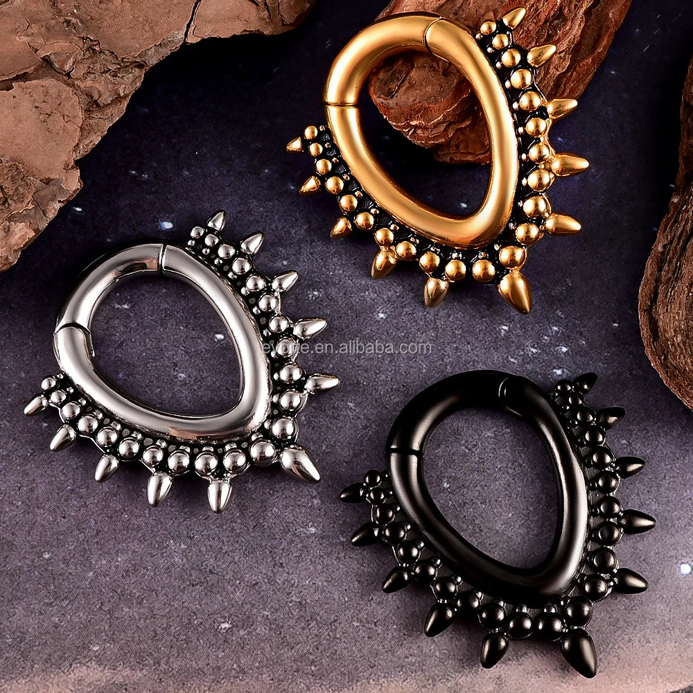 Evorte 316L Stainless Steel 18K Gold Plated 6mm 0G 1G 2G Ear Gauges Plug Tunnel Expander Punk Hip Hop Body Jewelry