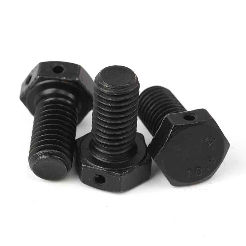 GB32.1 M10-1.5*20 Carbon Steel 10.9 Black Oxide Hexagon Bolts with Wire Holes on Head