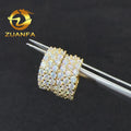 Fine Jewelry Hiphop Earrings 3 Row Moissnite Hoop Ear Rings Women Men Silver Moissanite Rapper Earrings