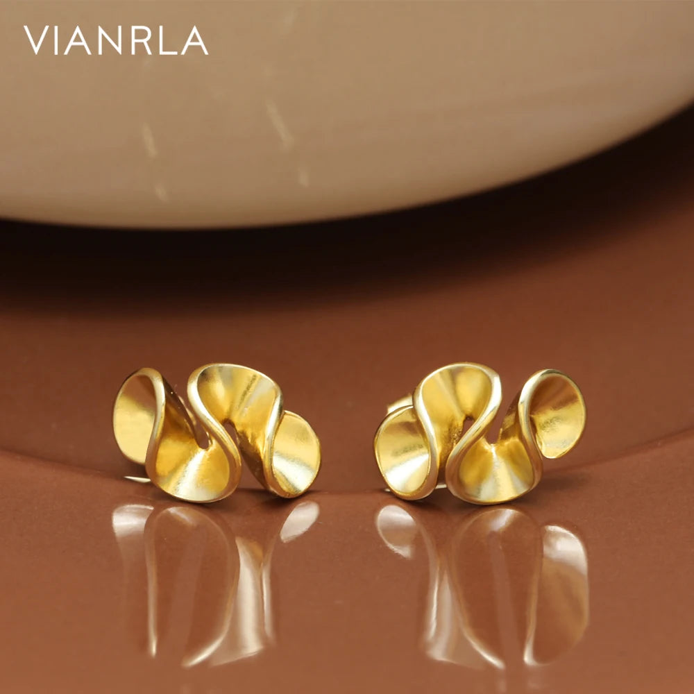 VIANRLA Fashion Gold Plated Stud Earring 925 Sterling Silver Minimalist Stud Earrings for Women
