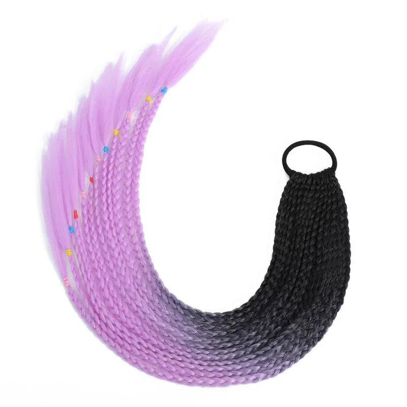 Cheap 24 Inch Rainbow Ombre Synthetic Hair Ponytail Hairpiece 12 Roots Braids Extensions Rubber Band Quality Extensions Price