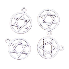 Antique Silver Star of David Shield Pendant 22x18MM Vintage Style Gold Plated Alloy Charm for Jewelry Making