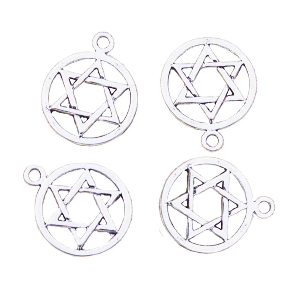 Antique Silver Star of David Shield Pendant 22x18MM Vintage Style Gold Plated Alloy Charm for Jewelry Making