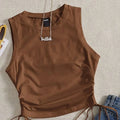Custom Women Sleeveless Crop Top Drawstring Ruched Side Tie Knot Tank Top Summer Going Out Shirt Blouse for Women
