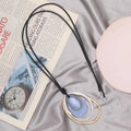 TongLing American European Matte Vintage Oval Pendant Necklace Luxury Jewelry Long Sweater Resin Necklace for Daily Wearing