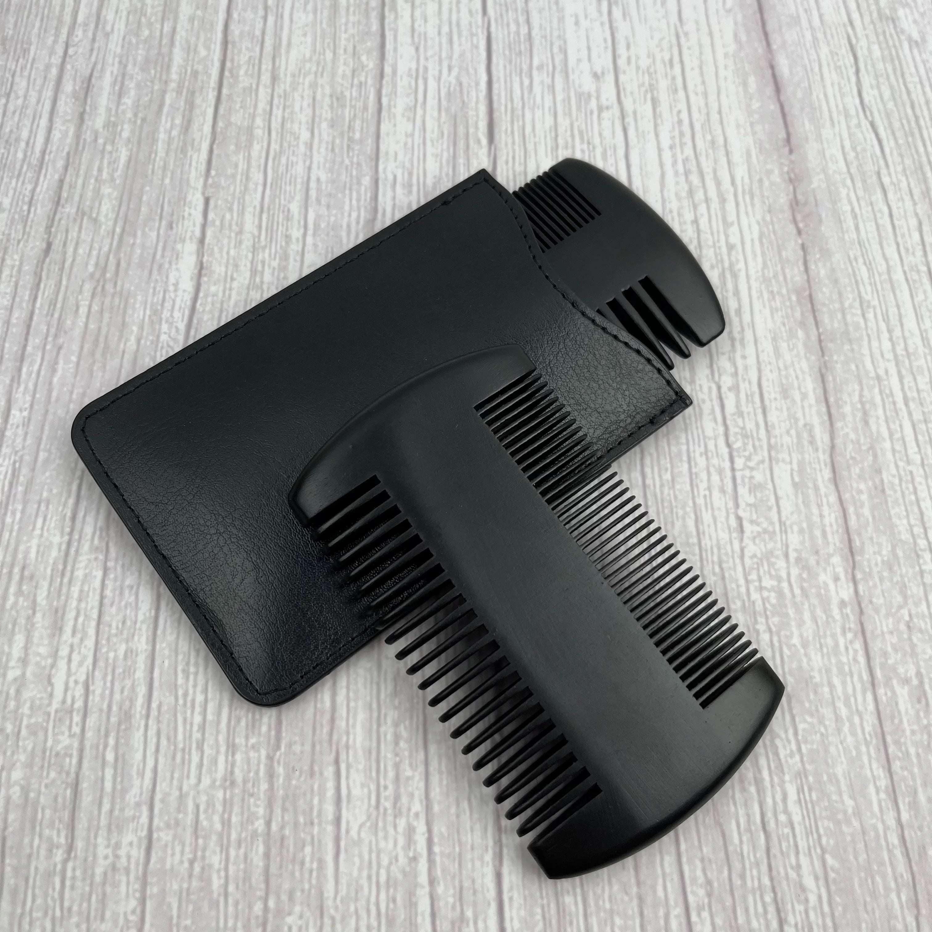 Wholesale Custom Logo Anti Static Wooden Black Beard Pocket Comb Classic Portable Wide and Fine Tooth Lice Comb for Grooming