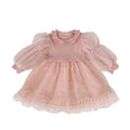 Sisters' Dress for Girls Korean-style Stylish Tulle Long-sleeved Dress Children's Clothing Puffed Sleeves Princess Dress