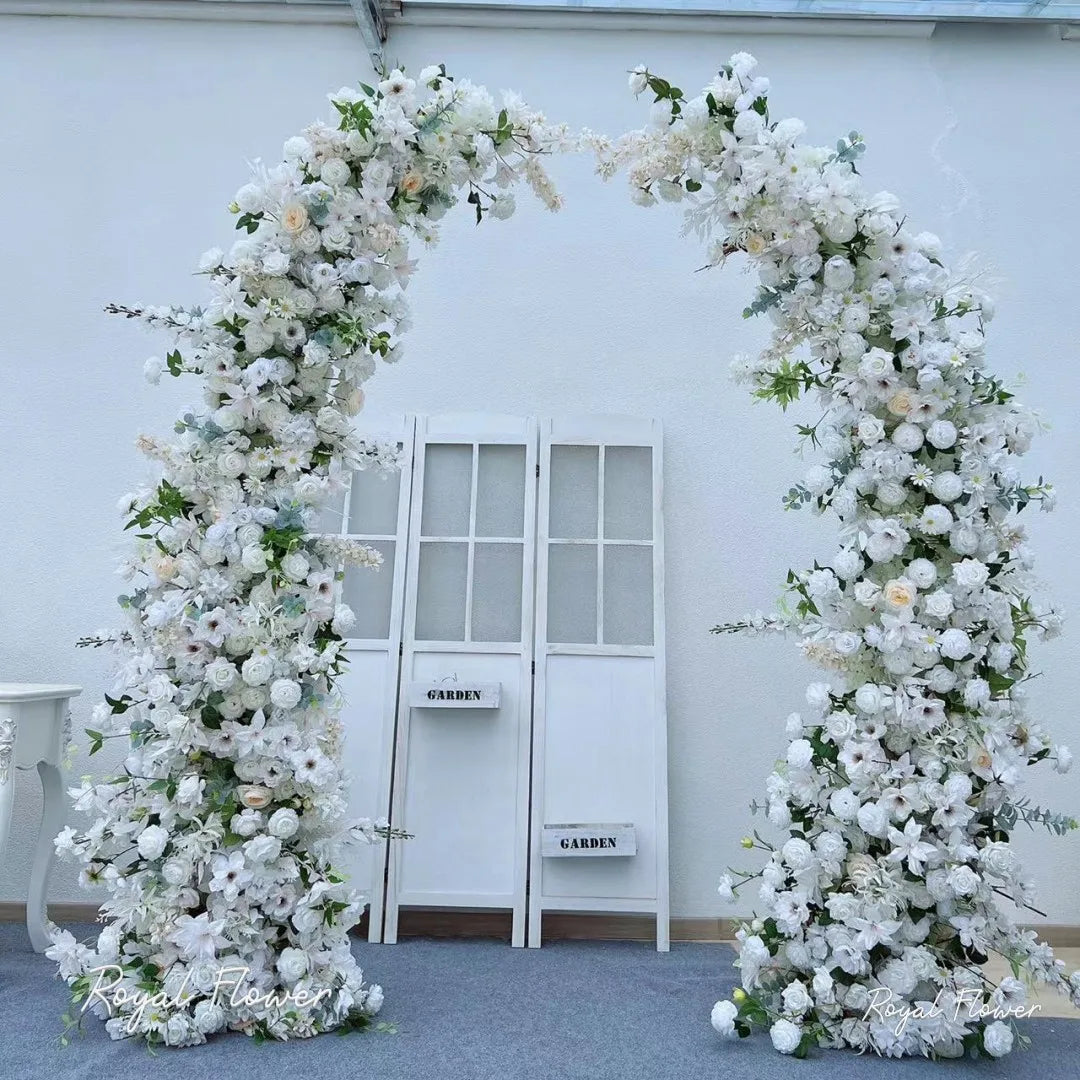 OEM Customized White Horn Arch Flowers for Wedding Hotel Decoration Gate Flowers Weeding Entrance Flower Row Decoration