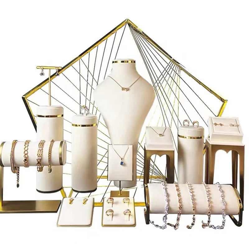 Multifunctional Stackable Jewelry Display Tray Wholesale Necklace Pendant Jewelry Counter Display Tray Metal Hanging Display Sta