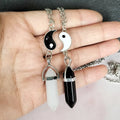 European American Hexagonal Column Citrine Necklace Natural Magnetic Yin Yang Energy Necklace for Couple
