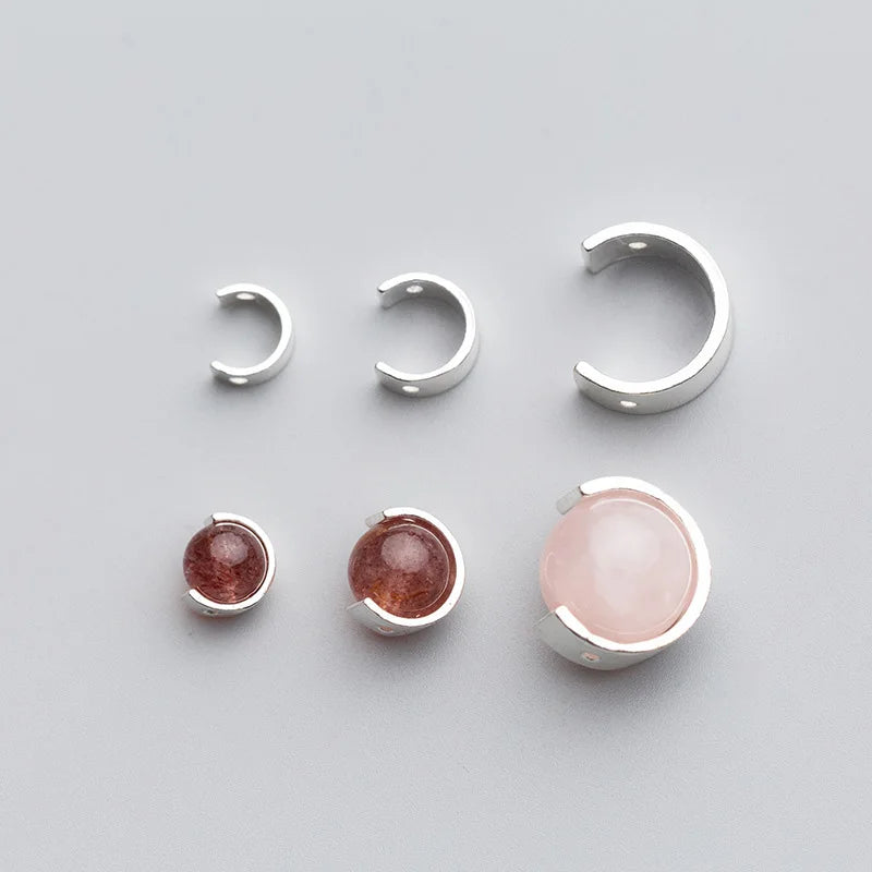 Inner 6mm 8mm 10mm 12mm 925 Sterling Silver Half Round Frame Bezel for Spacer Crystal Gemstone Jewelry Making