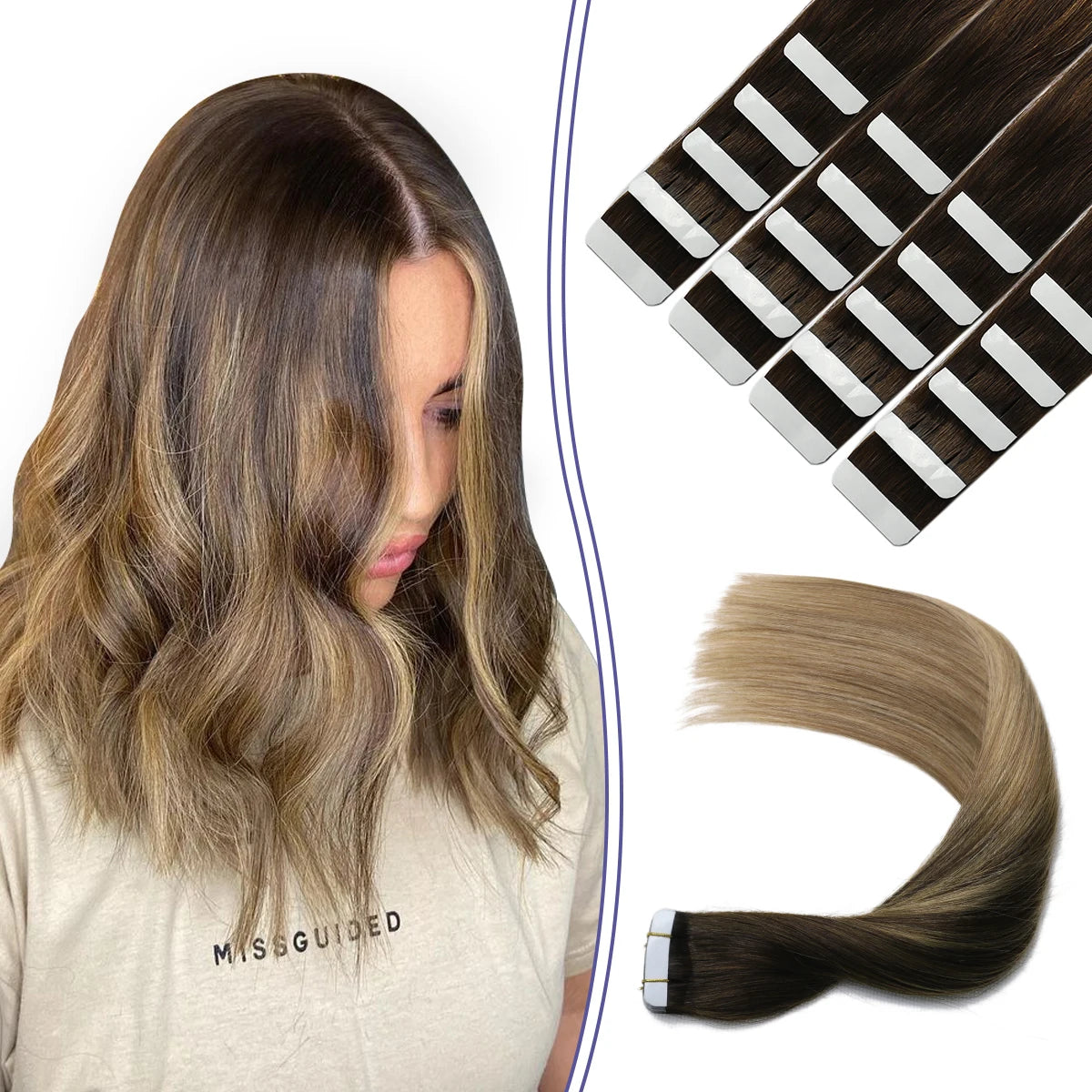 Hot Selling No Chemical Processing 10A Grade Full Cuticle Virgin Remy Double Drawn Tape in Human Hair Extensions